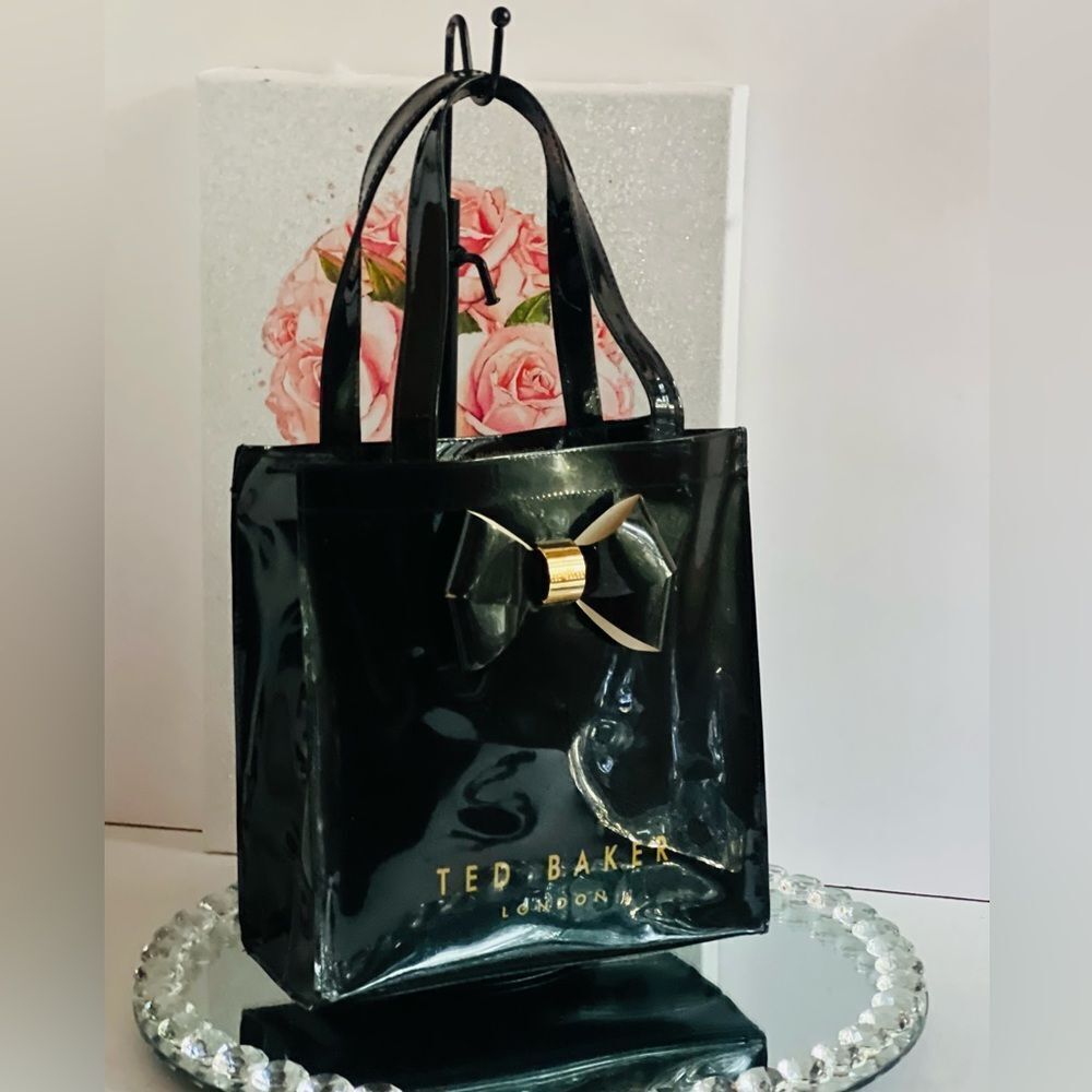 Ted Baker London black glossy PVC Bow icon double handles Tote Bag